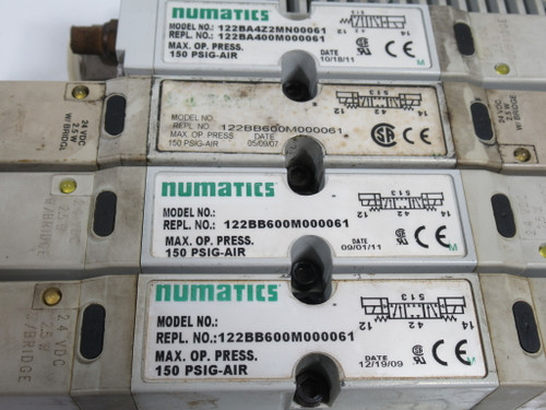 Numatics 239-1174 Solenoid Manifold Assembly C/W 4 Valves 24VDC 2.5W USED