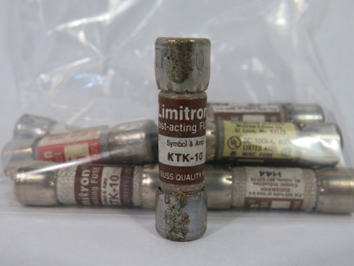 Limitron KTK-10 Fast Acting Fuse 10A 250V Lot of 10 USED