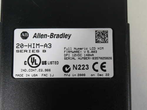 Allen-Bradley 20AD2P1A0AYNNNC0 Series A PowerFlex 70 Drive F/W 3.003 USED