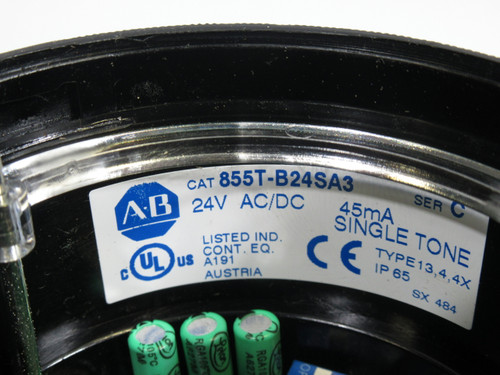 Allen-Bradley 855T-B24SA3 Ser C Piezo-Style Sound Module 24V Single Tone USED