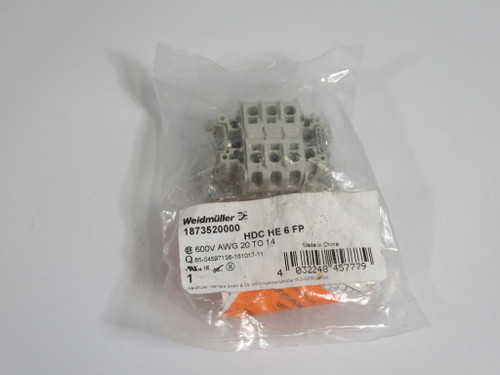 Weidmuller 1873520000 Female HDC Insert 6 Poles 500V 24A NWB