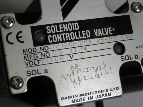 Daikin LS-G02-2BA-25-EN-647 Solenoid Controlled Valve AC100V USED