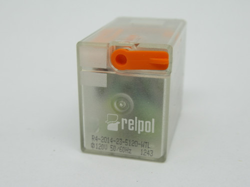 Relpol R4-2014-23-5120-WTL Plug-In Relay 120V 6A 14-Blade USED