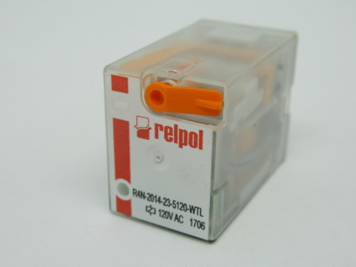 Relpol R4N-2014-23-5120-WTL Plug-In Relay 120VAC 7A 14-Blade USED