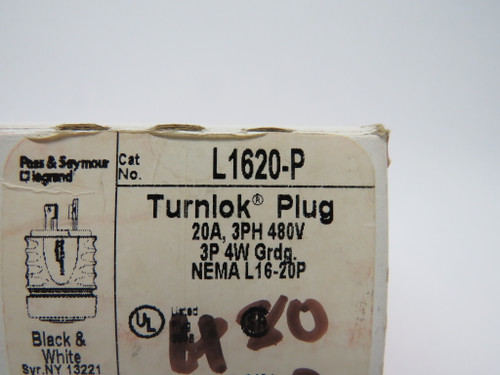 Pass & Seymour Legrand L1620-P Turnlok Plug 20A 480V 4W 3P ! NEW !