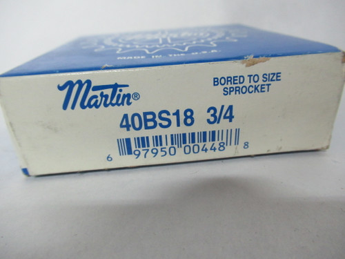 Martin 40BS18-3/4 Roller Sprocket 3/4"ID 18T 40Chain 1/2"CP *SEALED* ! NEW !