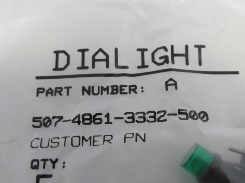 Dialight 507-4861-3332-500 Green LED Panel Mount Indicator Light 5-Pk ! NWB !