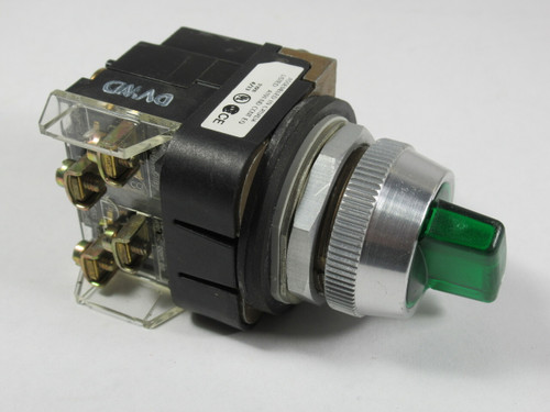 Allen-Bradley 800T-16HG2KB6AX Ser U Selector Switch 120VAC Green 1NO 1NC USED