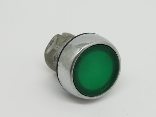 Allen-Bradley 800FM-LF3 Illum 22mm Metal Push Button Green Lens *No Nut* USED