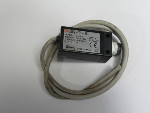 SMC ISE2-T1-15 Pressure Switch 0-1MPa 12-24VDC 80mA 18"Cable Length USED