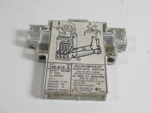 Allen-Bradley 140-A10 Series A Auxiliary Switch 500V 6A USED