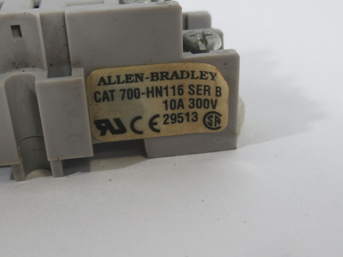 Allen-Bradley 700-HN116 Series B Gray Relay Socket 10A@300V 8 Blade USED