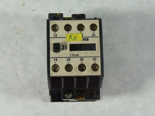 Siemens 3TH8016-0A Control Relay 600V 16A 3NO 1NC USED