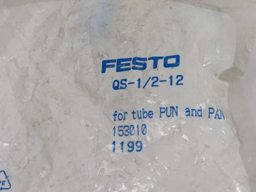 Festo 153010 QS-1/2-12 Push-In Fitting R1/2" Thread 12mm Tube OD ! NWB !