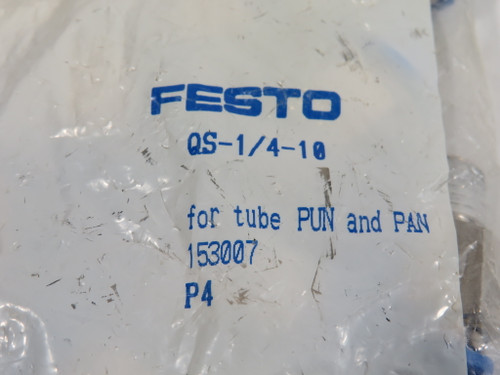 Festo 153007 QS-1/4-10 Push-In Fitting R1/4" Thread 10mm Tube OD 10-Pack ! NWB !