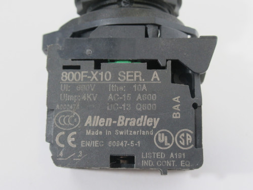 Allen-Bradley 800FP-LF4PN3WX10 Momentary Push Button 24DC 1NO RED USED