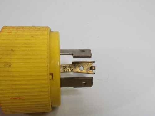 Pass & Seymour L3720P Yellow Old Style Locking Plug 20A 347V 3W 2P USED