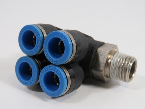 Festo 153235 QSLV4-1/4-8 Multiple Distributor R1/4" Thread 8mm Tube OD USED