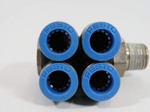 Festo 153235 QSLV4-1/4-8 Multiple Distributor R1/4" Thread 8mm Tube OD USED