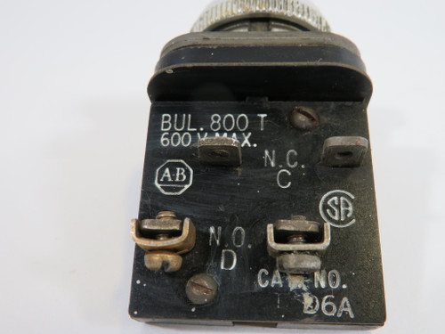 Allen-Bradley 800T-D6A Old-Style Push Button *Modified/Missing Screws* USED