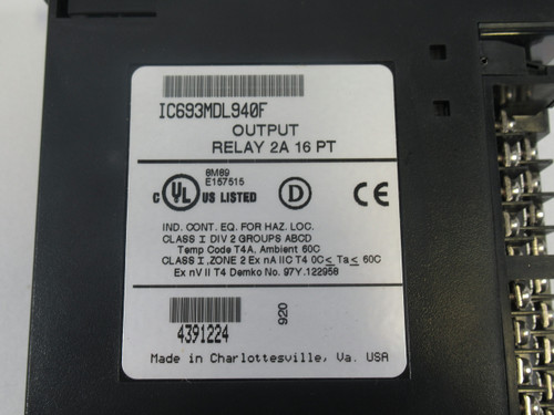GE Fanuc IC693MDL940F Output Relay Module 2A 16PT *Missing Door* USED