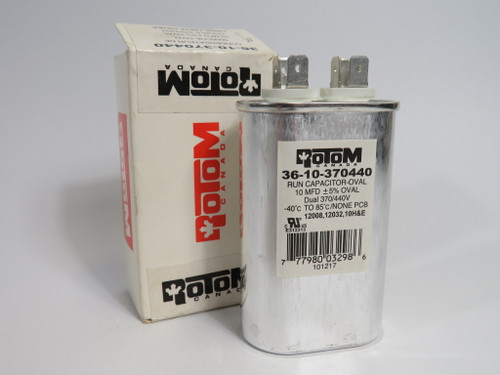 Rotom 36-10-370440 Oval Run Capacitor 10MFD +/-5% 370/440V ! NEW !