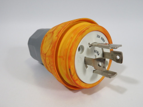 Hubbell HBL28W77 Watertight Twist-Lock Plug 30A 600V 4W 3P USED