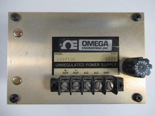 Omega U24Y100 Unregulated Power Supply 24V Output 1/2A Fuse USED