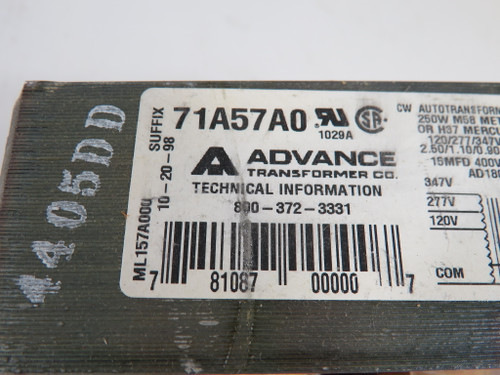 Advance 71A57A0 Metal Halide Ballast 250W 120/277/347V ! NEW !