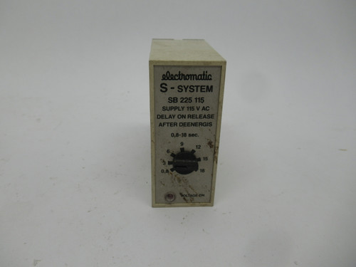 Electromatic SB-225-115 Time Delay Relay 15VAC 5A 0.8-18sec USED