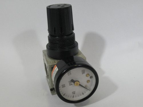 Numatics R14R-02G Pressure Regulator w/Gauge 1/4" NPTF 1/8"GA 40 scfm USED