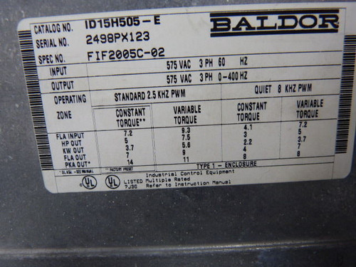 Baldor ID15H505-E *PARTS ONLY* Adjustable AC Drive ! AS IS !