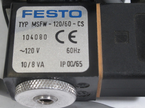 Festo 15901 MFH-5-1/4-B Solenoid Valve 5/2 Way C/W MSFW-120/60-CS USED