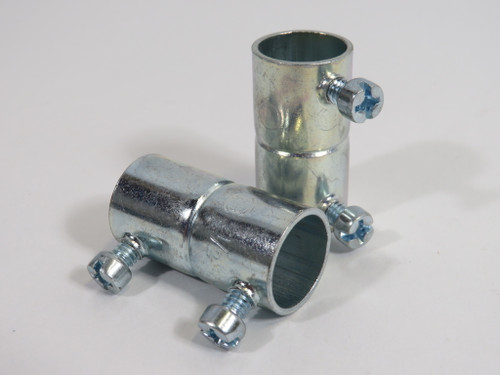 Generic Straight Set Screw EMT Coupling 1/2" NPT 1-5/8" L Steel Lot of 2 NOP