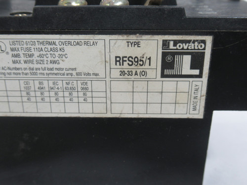 Lovato RFS95/1 Thermal Overload Relay 20-33A 2NO 2NC ! WOW !