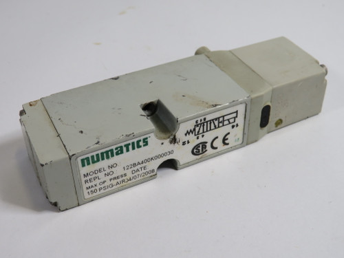 Numatics 122BA400K000030 Solenoid Valve 110-120V 50/60Hz 150psi USED