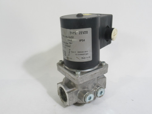 Banico ZEV20 Gas Solenoid Valve Auto On/Off 22VA 230V@50/60Hz RP3/4" USED