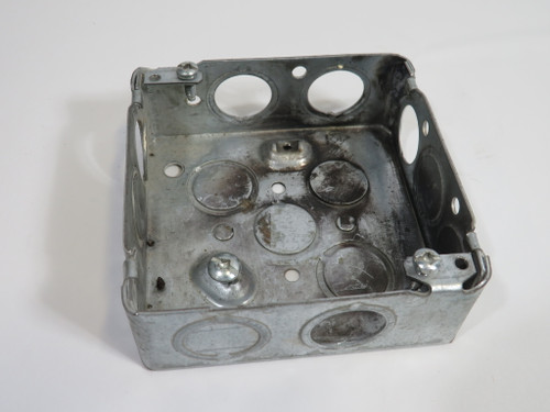 Generic 4" Square Wall Box w/ Ground Screw 5 Knockouts USED