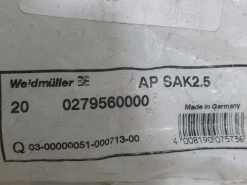 Weidmuller AP-SAK2.5 02795600000 Beige Terminal Block End Plate 20-Pack ! NWB !