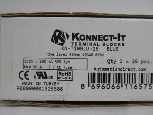 Konnect-It KN-T10BLU-25 Blue Terminal Bock 30A@600V *SEALED* 25-Pack ! NEW !