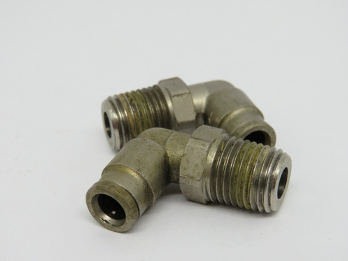 Norgren 124470428 Push-In Swivel Elbow 1/4" NPT 1/4" Tubing OD Lot of 2 USED