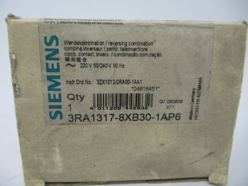 Siemens 3RA1317-8XB30-1AP6 Contactor 220/240V 50/60HZ 3 Pole NEW