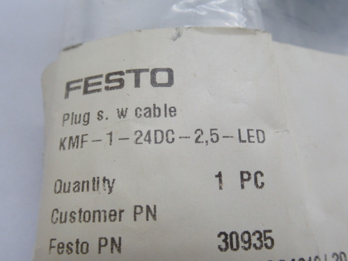 Festo KMF-1-24DC-2.5-LED 30935 Plug Socket w/ Cable 24V NWB
