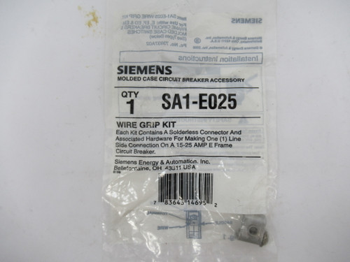 Siemens SA1-E025 Wire Grip Kit for 15-25 AMP E Frame Circuit Breaker NWB