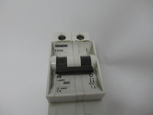 Siemens 5SX22-D6 Circuit Breaker 6A 400VAC 2P USED