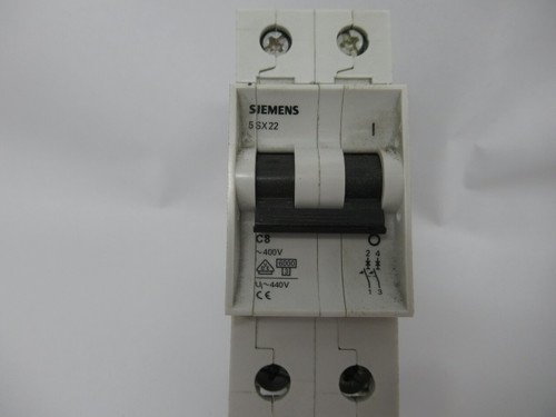 Siemens 5SX22-C8 Circuit Breaker 8A 400VAC 2P USED