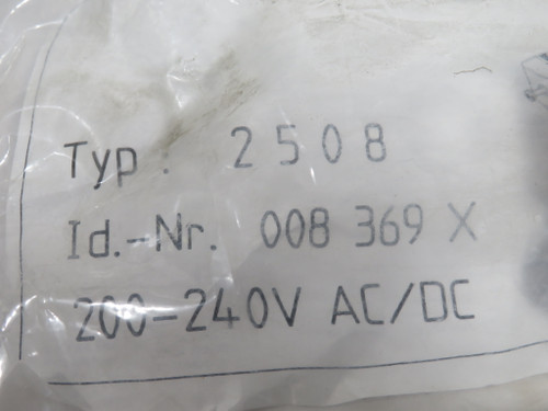 Burkert 008369X 2508 Solenoid Connector w/ LED + Varistor 200-240VAC/DC 6A NWB