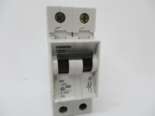 Siemens 5SX22D3 Circuit Breaker 480VAC Max 2 Pole USED