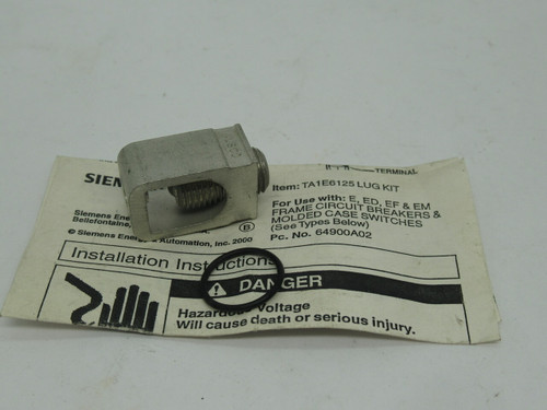 Siemens TA1E6125 Circuit Breaker Lug Nut Kit NOP