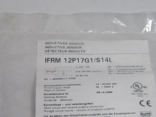 Baumer IFRM-12P17G1/S14L Proximity Switch 12-30VDC 24mA 6mm PNP NO NWB